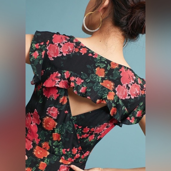 PLENTY by Tracy Reese x Anthropologie SM Laurette Black Red Floral Jumpsuit NWT - Picture 4 of 16